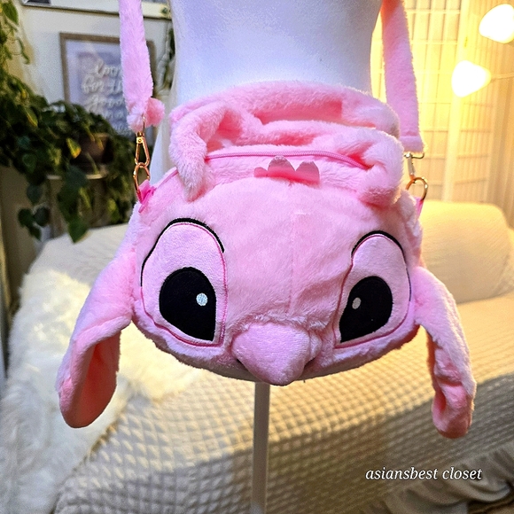 ADORABLE PLUSH CROSSBODY BAG PINK - Picture 1 of 4